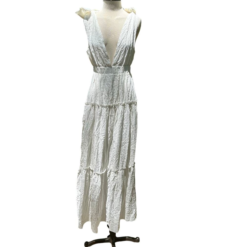 Talulah White Bridal Beachy Maxi Dress with Bow Shoulder straps Size Medium